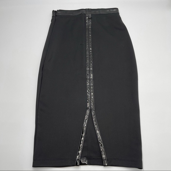 2b Bebe Skirts 2b Bebe Black Faux Leather Trim Pencil Skirt Poshmark